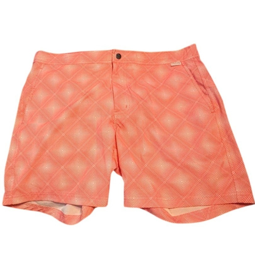 Ibiza Ocean Club Mens Size 32 Board Shorts Coral Pink Geometric Diamond Swimwear